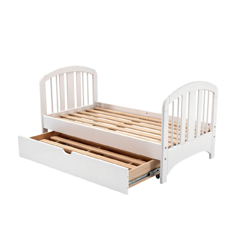**Technische Titel in het Nederlands: Opklapbaar kinderbed met lade en houten lattenbodem**